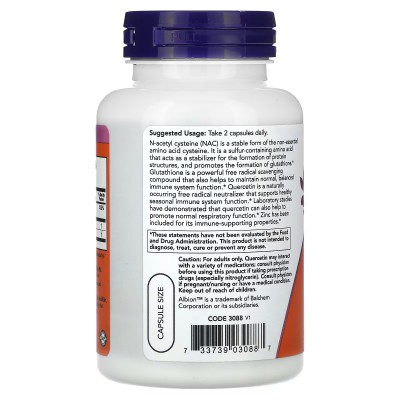 NAC Quercetina y zinc 90 cápsulas vegetales de Now Foods NOW Foods NOW-03088 Complementos Alimenticios (Suplementos nutricion...