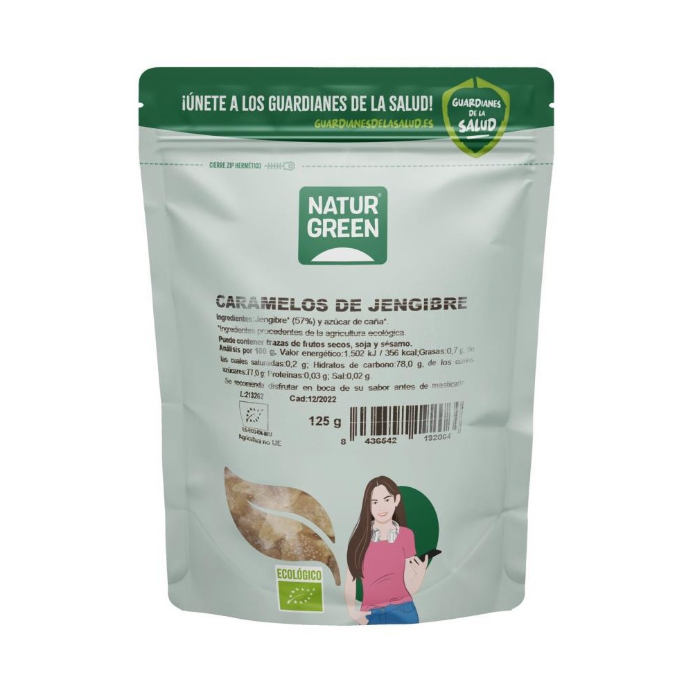 Caramelos de jengibre 125gr de Naturgreen Naturgreen NAT-19206 Caramelos salud.bio