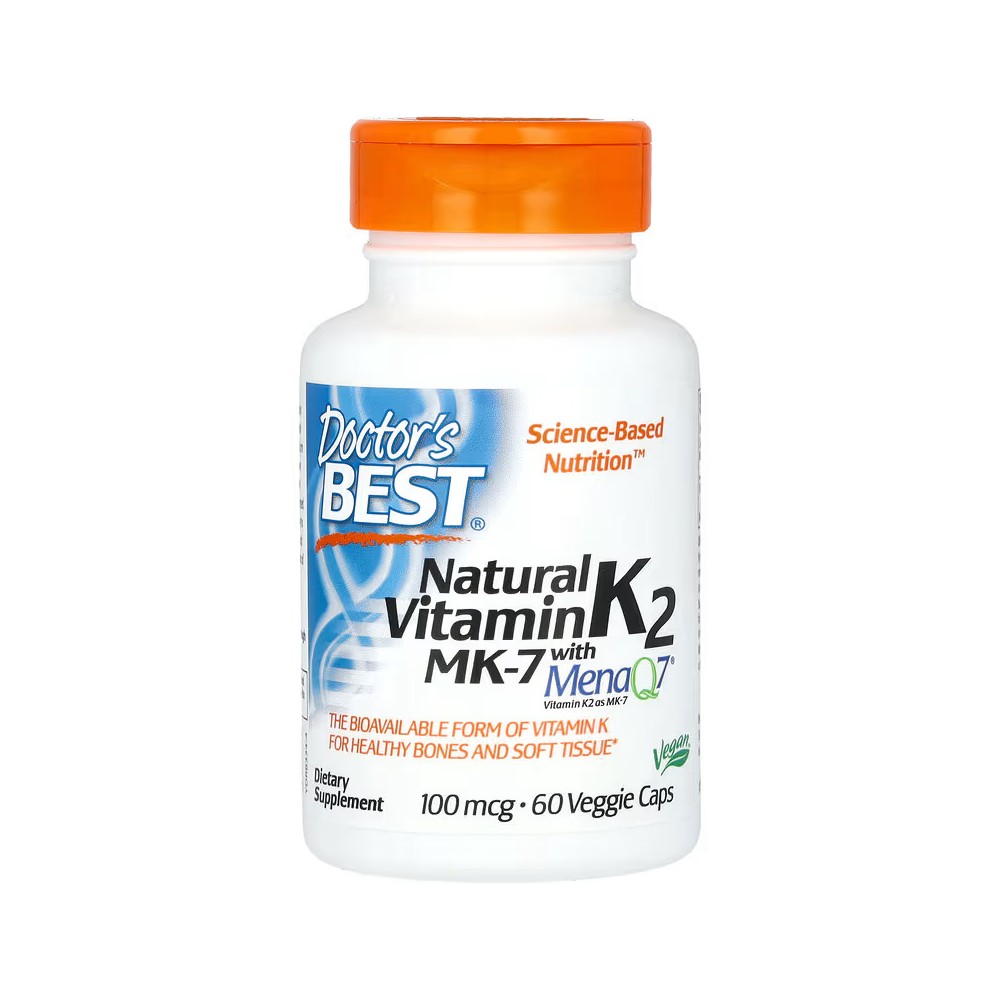 Vitamina K2 natural en forma de MK-7 con MenaQ7, 100 mcg, 60 cápsulas vegetales de Doctor's Best DOCTOR'S BEST DRB-00334 Arti...