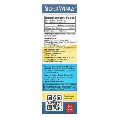 Silver Wings (Plata Coloidal 250PPM) 60ml de Natural Path Natural Path Silver Wings NSW-11011 Oligoelementos salud.bio