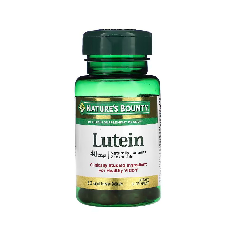 Luteina, 40 mg, 30 cápsulas de gel de liberación rápida de Nature's Bounty Nature'S Bounty NRT-44250 Ojos, visión salud.bio