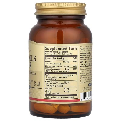 Pelo, piel y uñas 60 ó 120 comprimidos (Skin, Nails and Hair) Fórmula avanzada con metilsulfonilmetano de Solgar SOLGAR  Piel...