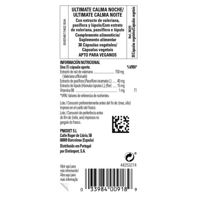 Ultimate Calma NOCHE - 30 Cápsulas vegetales de Solgar SOLGAR SOL-00918 Estados emocionales, ansiedad, estrés, depresión, rel...