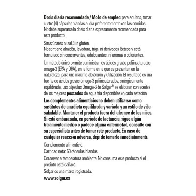 Omega 3 alta concentración en 30, 60, 120 Perlas de Solgar SOLGAR SOL-02050-02051-02053 Complementos Alimenticios (Suplemento...