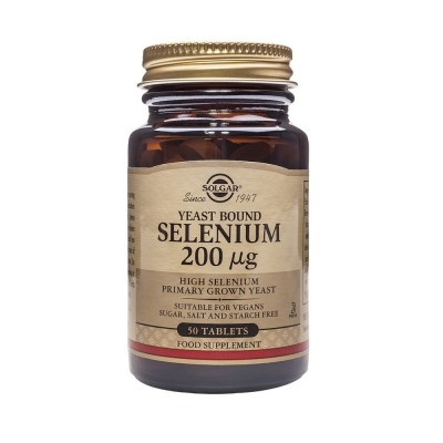 Selenio 200 µg (Sin levadura) 50 ó 100 ó 250 Comprimidos de Solgar Solgar  Vitaminas y Minerales salud.bio