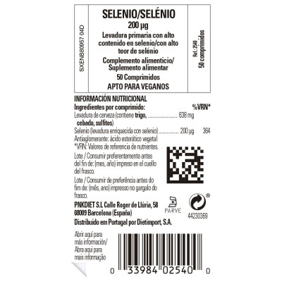 Selenio 200 µg (Sin levadura) 50 ó 100 ó 250 Comprimidos de Solgar Solgar  Vitaminas y Minerales salud.bio