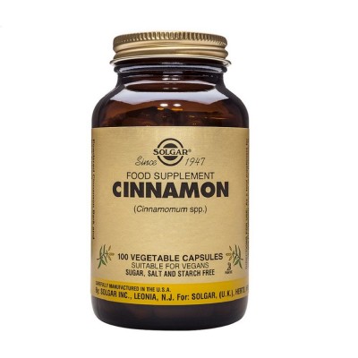 Canela china - 100 cápsulas vegetales de Solgar SOLGAR SOL-00877 Ayuda Glucemia y Diabetes salud.bio