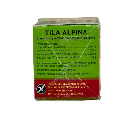 Tila Alpina 10 Filtros de Milvus MILVUS MIL-11201 Infusiones salud.bio