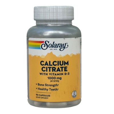 Citrato de calcio con D3 1000mg. 90 caps. de Solaray SOLARAY SOL-04583 HUESOS Y ARTICULACIONES salud.bio