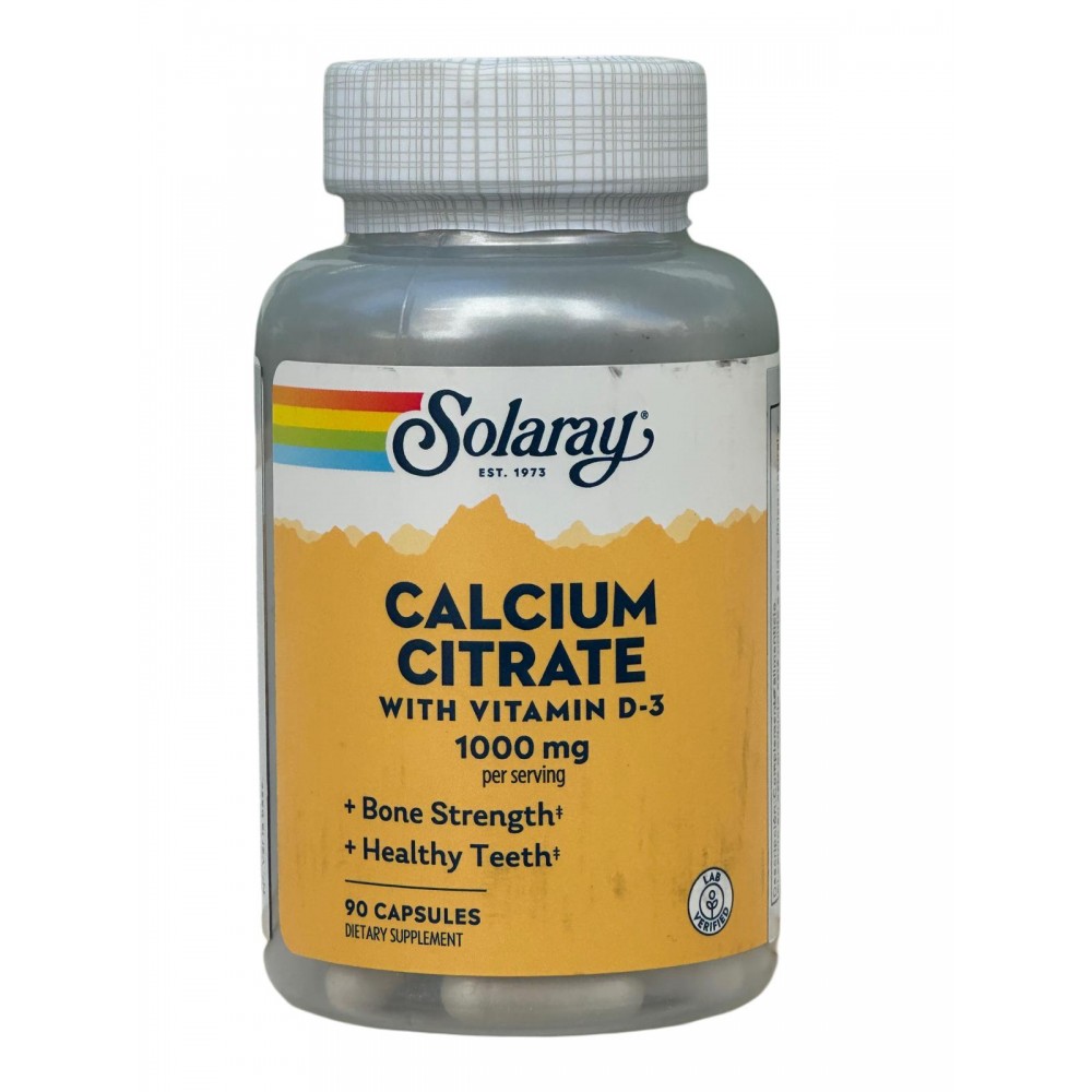 Citrato de calcio con D3 1000mg. 90 caps. de Solaray SOLARAY SOL-04583 HUESOS Y ARTICULACIONES salud.bio