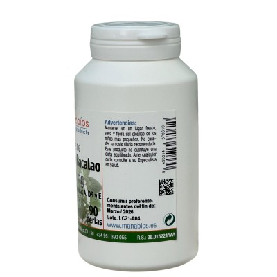 Aceite de Hígado de Bacalao 90 perlas 1000mg de Manabíos Manabios 111102 Ayudas niveles Colesterol y Trigliceridos salud.bio