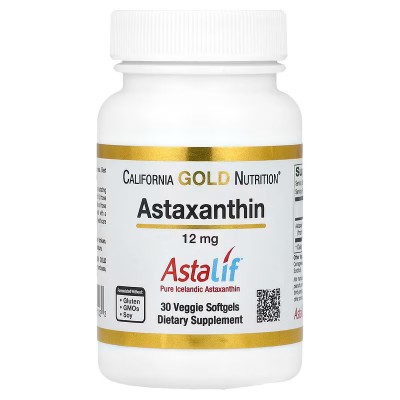 Astaxantina 12 mg. AstaLif Pure Icelandic, 12 mg, 30 Perlas Vegetales de California Gold Nutrition California Gold Nutrition ...