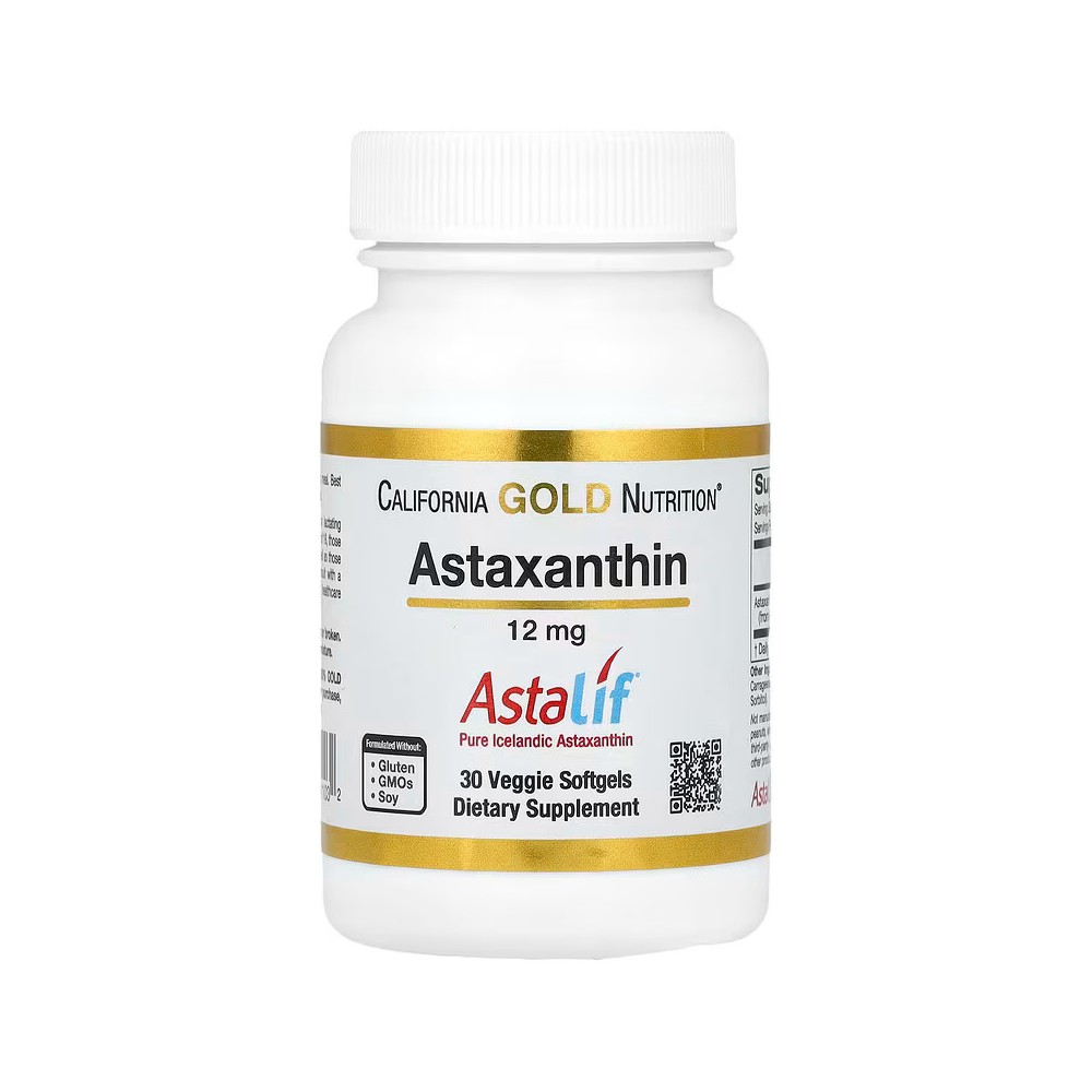 Astaxantina 12 mg. AstaLif Pure Icelandic, 12 mg, 30 Perlas Vegetales de California Gold Nutrition California Gold Nutrition ...