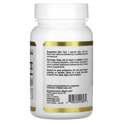 L-glutatión (reducido), 500 mg, 30 cápsulas vegetales de California Gold Nutrition California Gold Nutrition CGN-01897 Antiox...