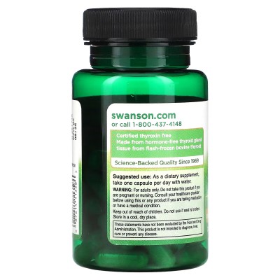 Tiroides y glándula, 200 mg, 60 cápsulas de Swanson Swanson SWV-11358 Tiroides salud.bio