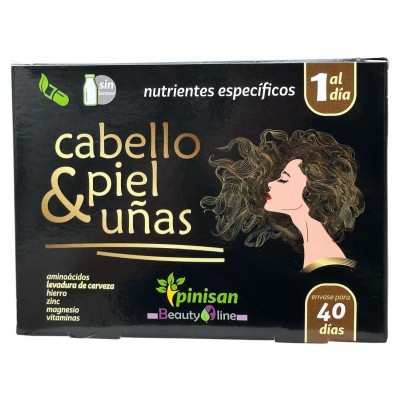 Cabello Piel y Uñas (nutrientes específicos) 40 Cápsulas de Pinisan Pinisan PIN-00158 Piel, Cabello y Uñas, Complementos y Vi...