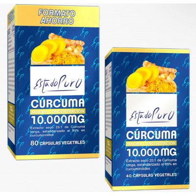 Cúrcuma 10.000 mg 40 ó 80 cápsulas Estado Puro de Tongil Tongil TOM-30157-30185 Suplementos Naturales acción Analgesica, Anti...