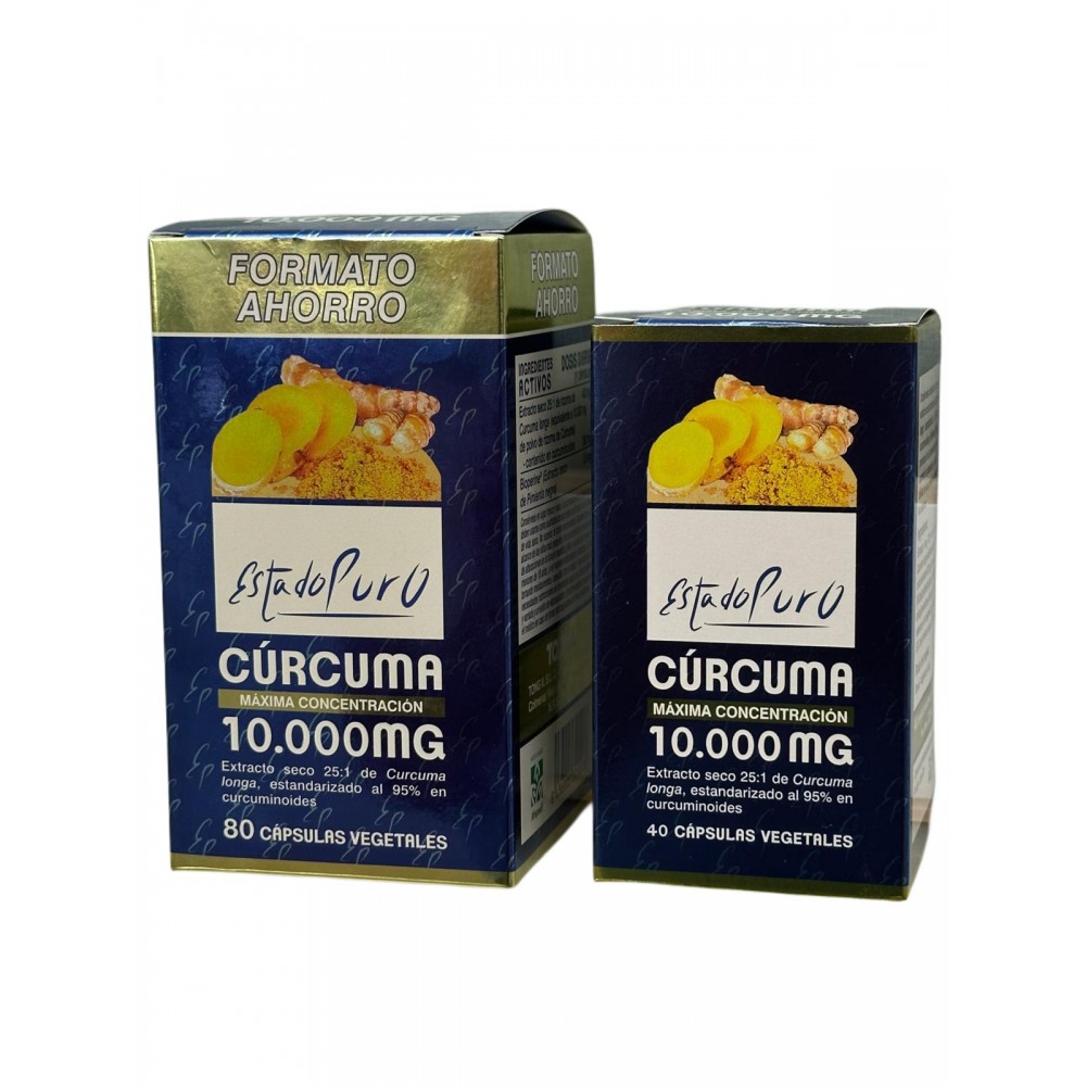 Cúrcuma 10.000 mg 40 ó 80 cápsulas Estado Puro de Tongil Tongil TOM-30157-30185 Suplementos Naturales acción Analgesica, Anti...