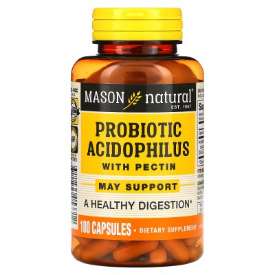 Probiótico acidófilo con pectina, 100 cápsulas de Mason Natural Mason Natural MAV-05331 Ayudas aparato Digestivo salud.bio
