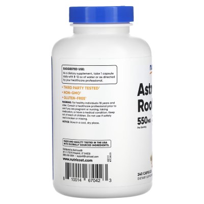 Raíz de astrágalo, 550 mg, 240 cápsulas de Nutricost Nutricost NCS-67042 Sistema inmunitario salud.bio