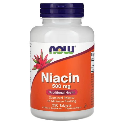 Niacina (vitamina B3) Niacinamida 500mg, 250 comprimidos de NOW Foods NOW Foods NOW-00482 Vitamina B salud.bio