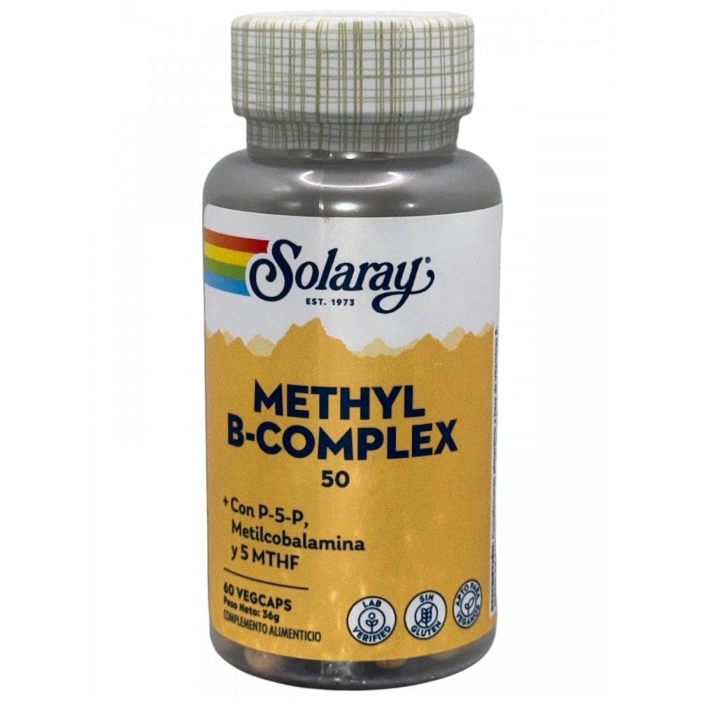 Methyl B Complex 50 (Vitaminas B Activadas) en 60 Cápsulas Vegetales de Solaray SOLARAY SOL-96726 Vitamina B salud.bio