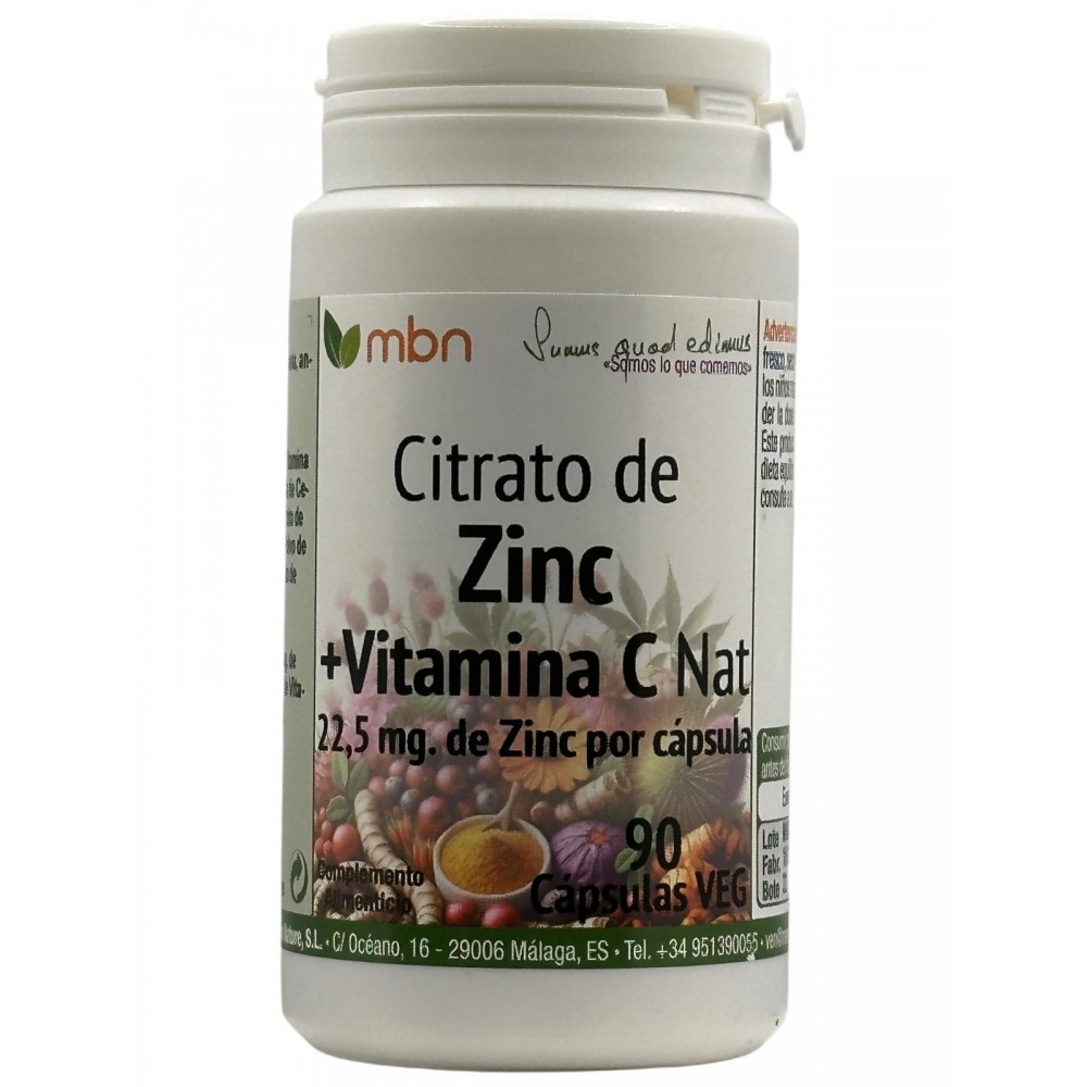 Citrato de Zinc + Vitamina C natural de Manabios Manabios MAN-37155 Vitamina C salud.bio