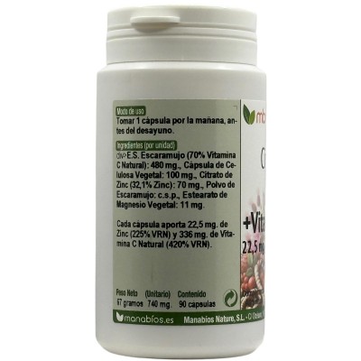 Citrato de Zinc + Vitamina C natural de Manabios Manabios MAN-37155 Vitamina C salud.bio