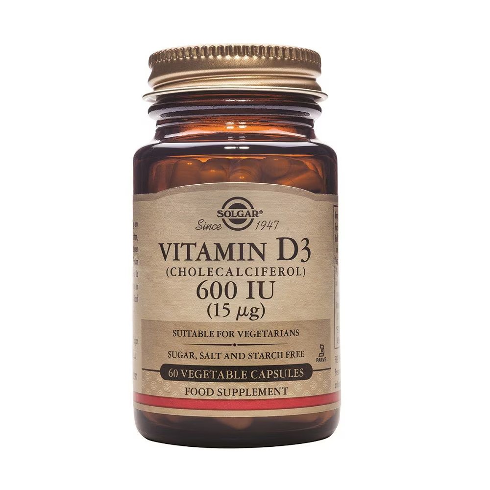 Vitamina D3 600 UI en 60 Cápsulas de Solgar SOLGAR 033318 Vitamina A y D salud.bio