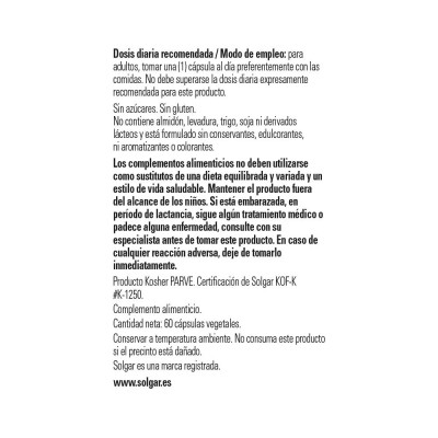 Vitamina D3 600 UI en 60 Cápsulas de Solgar SOLGAR 033318 Vitamina A y D salud.bio