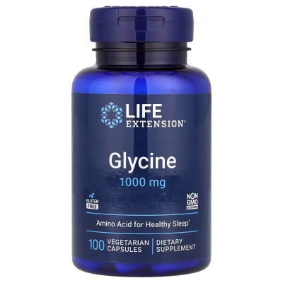 Glicina 1000mg 100 Cápsulas de Life Extension Life Extension LIF-16691 Aminoácidos salud.bio