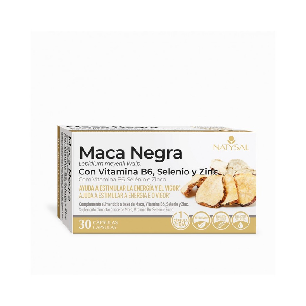 Maca Negra con B6, Selenio y Zinc 30 cápsulas de Natysal Natysal NAT-13717 Salud Sexual y Fertilidad salud.bio