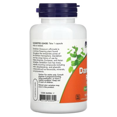 Raíz de diente de león, 500 mg, 100 cápsulas vegetales de NOW Foods NOW Foods NOW-04645 Ayudas aparato Digestivo salud.bio