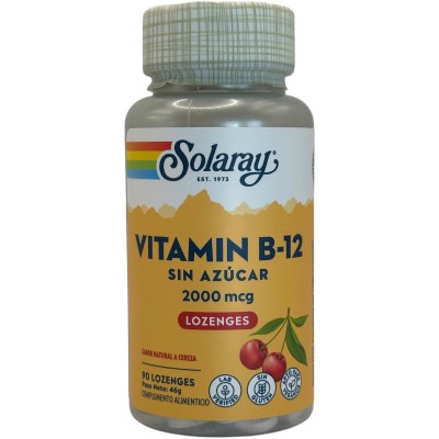 Vitamina B12 2000mcg 90 Comprimidos sublingual de Solaray SOLARAY SM-4350 Vitamina B salud.bio