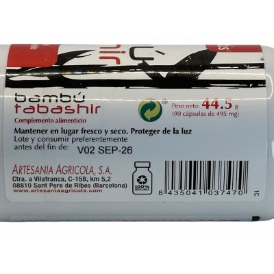 Bambú tabashir 270mg 90 Cápsulas Vegetales de Plantis Artesania Agrícola ART-03747 Articulaciones, Huesos, Tendones y Musculo...