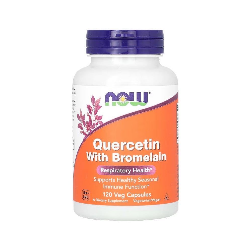 Quercetina con bromelaína, 120 cápsulas vegetales de NOW Foods NOW Foods NOW-03070 Sistema respiratório salud.bio