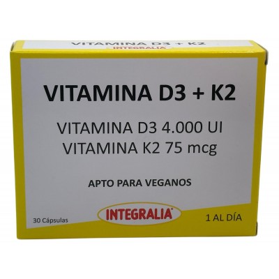 Vitamina D3 + K2 (4000ui + 75mcg) 30 cápsulas de Integralia INTEGRALIA INT-54599 Vitamina A y D salud.bio