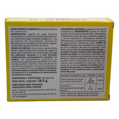 Vitamina D3 + K2 (4000ui + 75mcg) 30 cápsulas de Integralia INTEGRALIA INT-54599 Vitamina A y D salud.bio