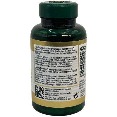 B Complex Complejo Vitamina B 100 comprimidos de Nature's Bounty Nature'S Bounty NRT-59093 Vitamina B salud.bio
