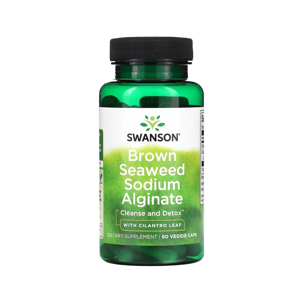 Alginato de sodio y algas marinas con hoja de cilantro, 60 cápsulas vegetales de Swanson Swanson SWV-11593 Higado y sistema h...