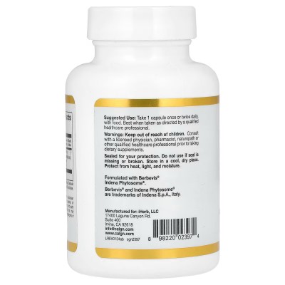 Berberina avanzada, Fitosoma Berbevis, 550 mg, 60 cápsulas vegetales de California Gold Nutrition California+Gold+Nutrition C...