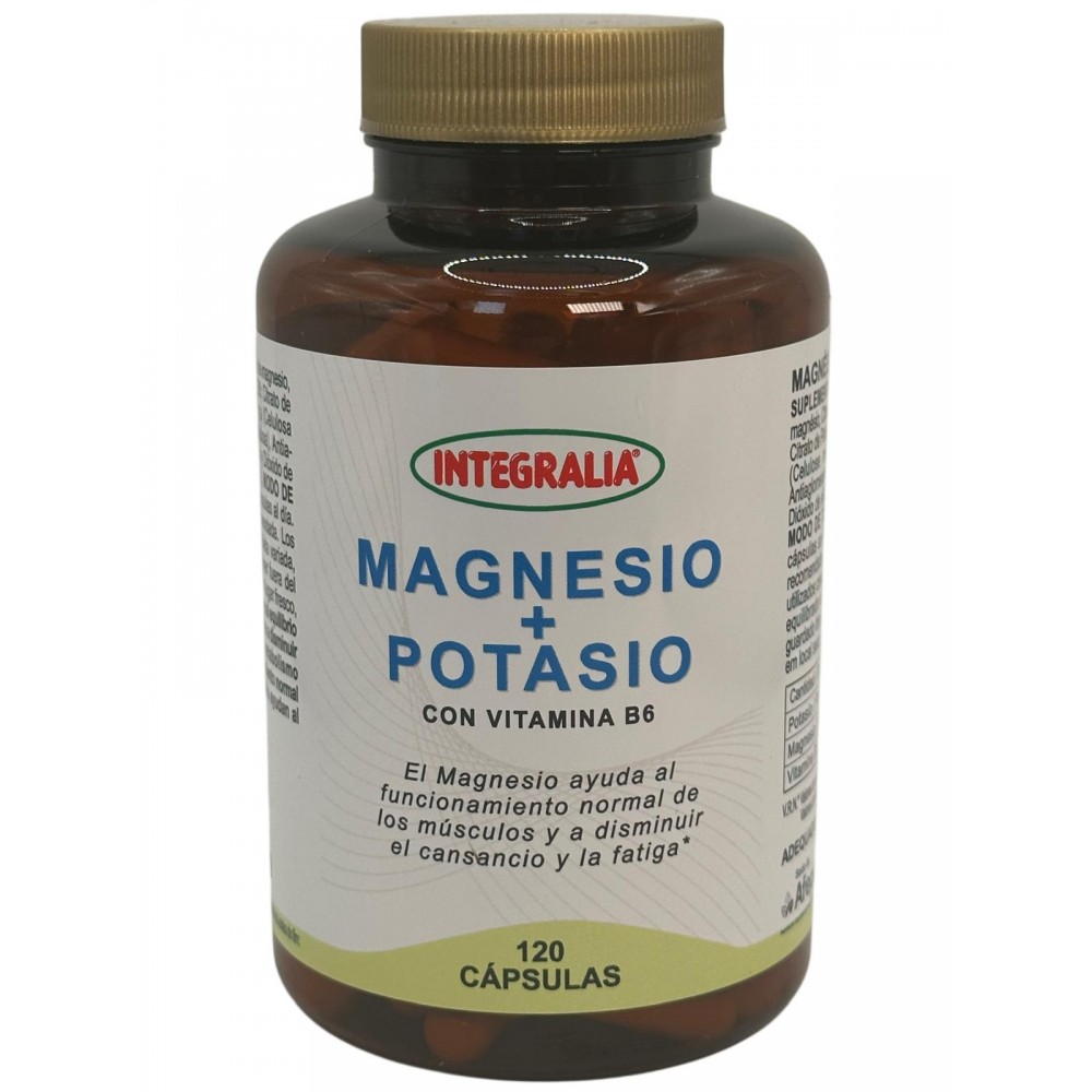 Magnesio + Potasio 120 cápsulas de Integralia INTEGRALIA INT-54649 Articulaciones, Huesos, Tendones y Musculos, componen el A...