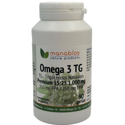 Omega 3 TG Premium 90 perlas de 1.000mg de Manabíos Manabios 111632 Ayudas niveles Colesterol y Trigliceridos salud.bio
