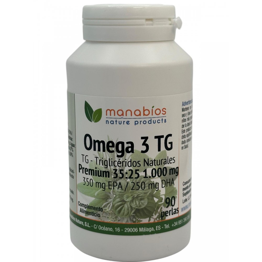 Omega 3 TG Premium 90 perlas de 1.000mg de Manabíos Manabios 111632 Ayudas niveles Colesterol y Trigliceridos salud.bio