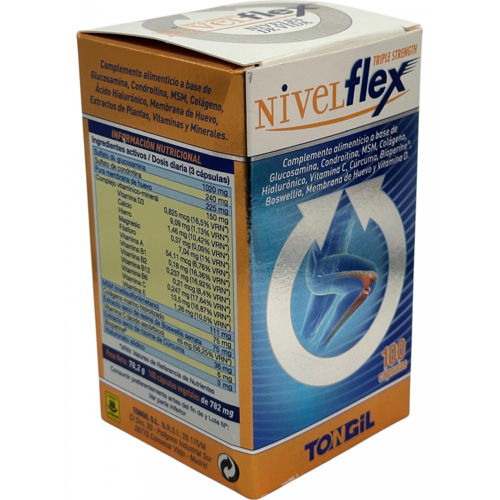 NivelFlex TRIPLE STRENTH 100 cápsulas de TONGIL Tongil TON-H25 Articulaciones, Huesos, Tendones y Musculos, componen el Apara...