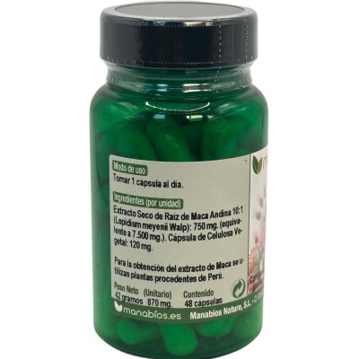MACA Andina Concentración MAXIMA HBC 7500mg 48 Cápsulas de MANABIOS Manabios MAN-37151 Salud Sexual y Fertilidad salud.bio