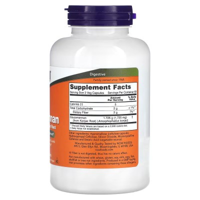 Glucomanano 1725mg 180 cápsulas vegetales (575 mg por cápsula) de NOW Foods NOW Foods NOW-06512 Saciantes salud.bio