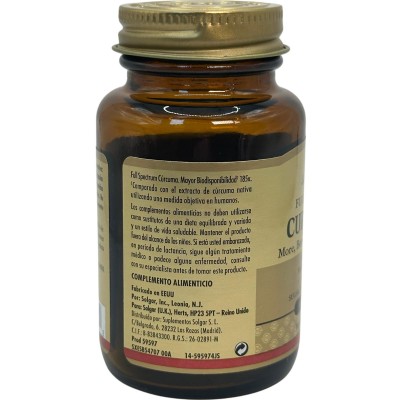 Full Expectrum Cúrcuma (Curcumin) 30 cápsulas de Solgar SOLGAR 1659597 Suplementos Naturales acción Analgesica, Antiinflamato...