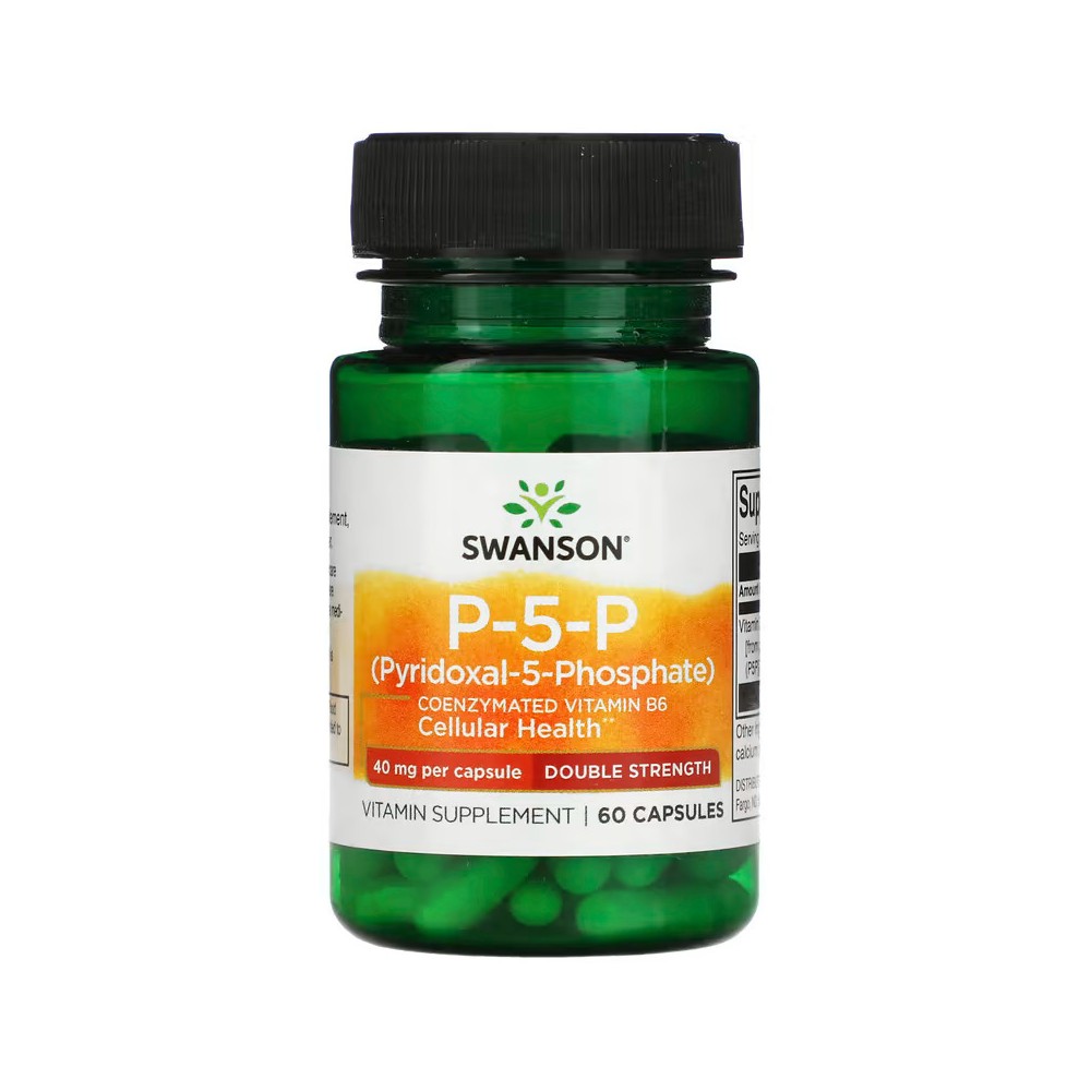 P-5-P, doble concentración, 40 mg por cápsula, 60 cápsulas de Swanson Swanson SWV-21027 Estados emocionales, ansiedad, estrés...