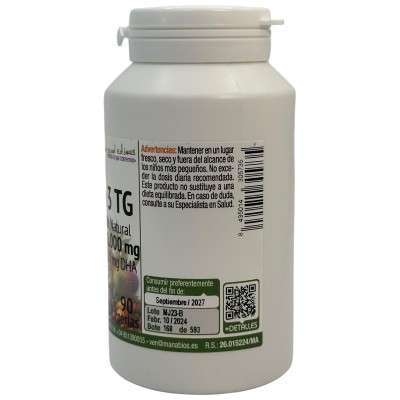 Omega 3 TG Basic 18:12 1000mg 90 Perlas de Manabíos Manabios MAN-111617 Ayudas niveles Colesterol y Trigliceridos salud.bio